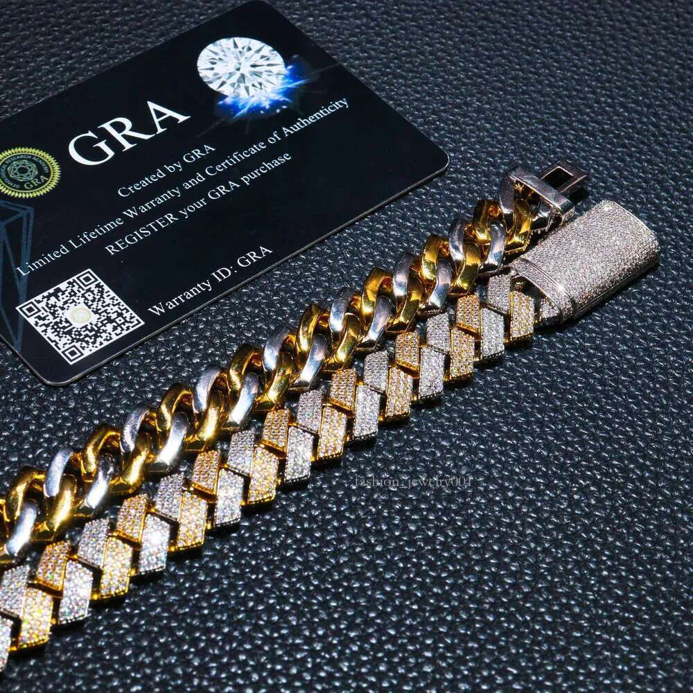 In Stock Drop Shipping Sier Men Rose Gold Solid Heavy Fashion Thick 13MM Iced Out Dia VVS D Color Moissanite Cuban Chain