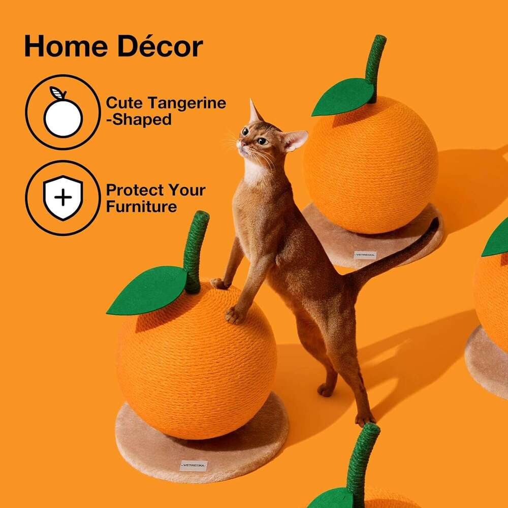 Animal Rescue Donation cat Orange Scratching Post cats Cute Scratcher with Sisal Rope Vertical Scratch Post for Indoor and Kitten cat Scratching Ball