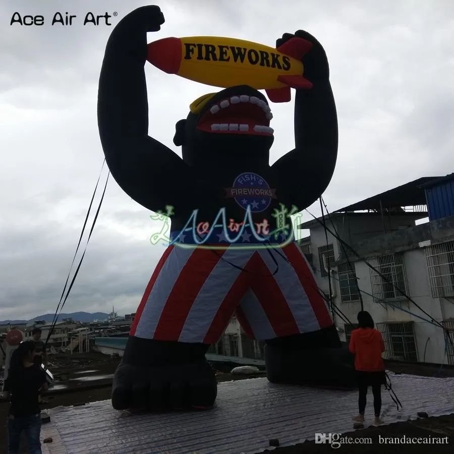 12m height (40ft) with blower Inflatable Fireworks Rocket King Kong Fire Arrow Free Giant Pop-up Gorilla Firework Model For Promotion