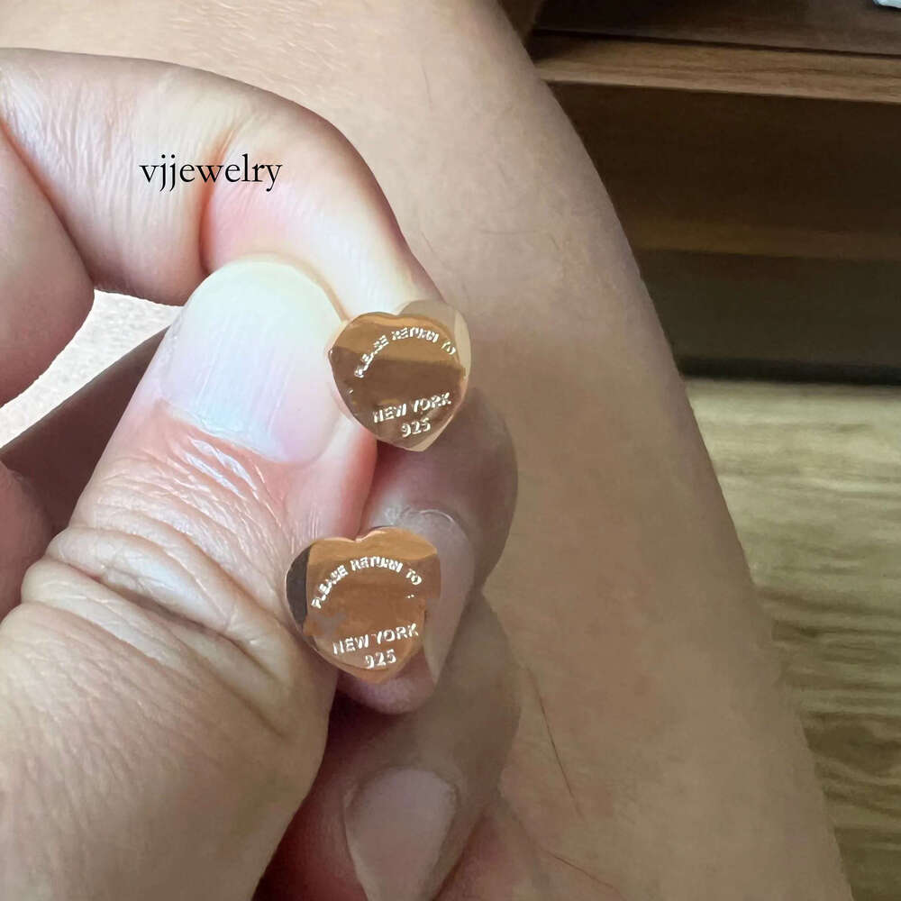 Designer Earrings Heart Shape small heart letter stud rose Gold Sier studs Earrings Women men Wedding Party love Jewelry never fade Version