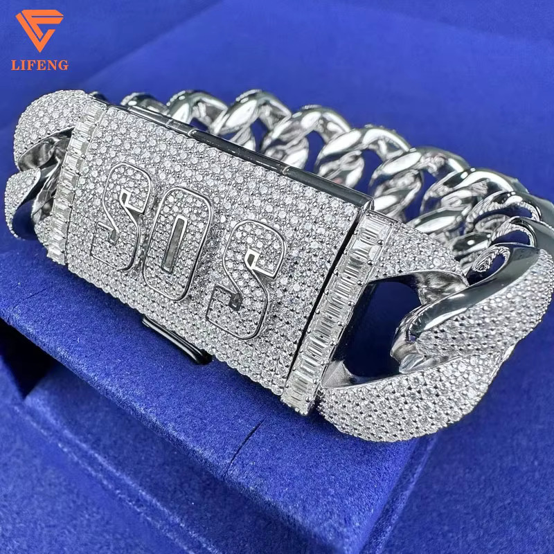 20mm Hip Hop Iced Out VVS Moissanite Diamond Cuban Link Chain Bracelet Fine Jewelry 925 Silver Bracelet Custom Designer Bracelet