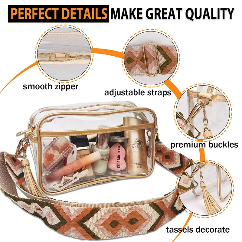 Summer INS Korean Beach Bag Transparent PVC Waterproof Travel Large Capacity Crossbody Bag Swimming Bag Storage Womans Bag250314bj