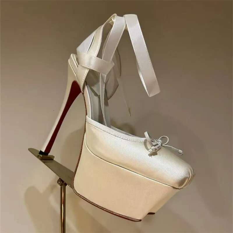 Women Lace-Up High Heeled Shoes For Woman's Square Toe Thin Heels Platform Pumps Mujer Pleated Sgback Wedding Sandals