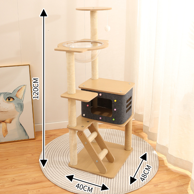 Multi-Level Cat Climbing Tower with Pillar Space Capsule and Nest - Ideal for Summer Fun - view 5