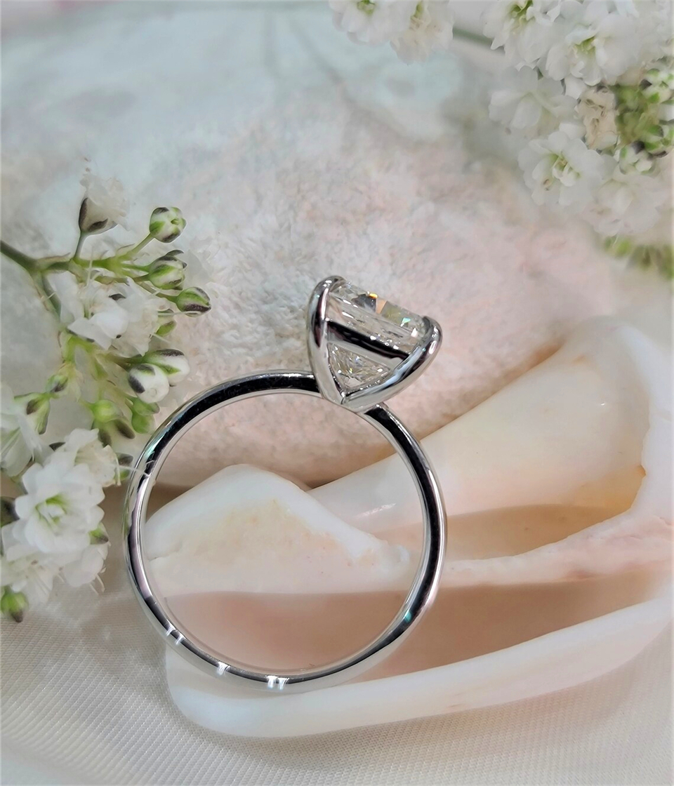Cushion Cut Lab-Grown Diamond Solitaire Engagement Ring - Jewelry 3 CT E VS1 14K White Gold IGI Certified