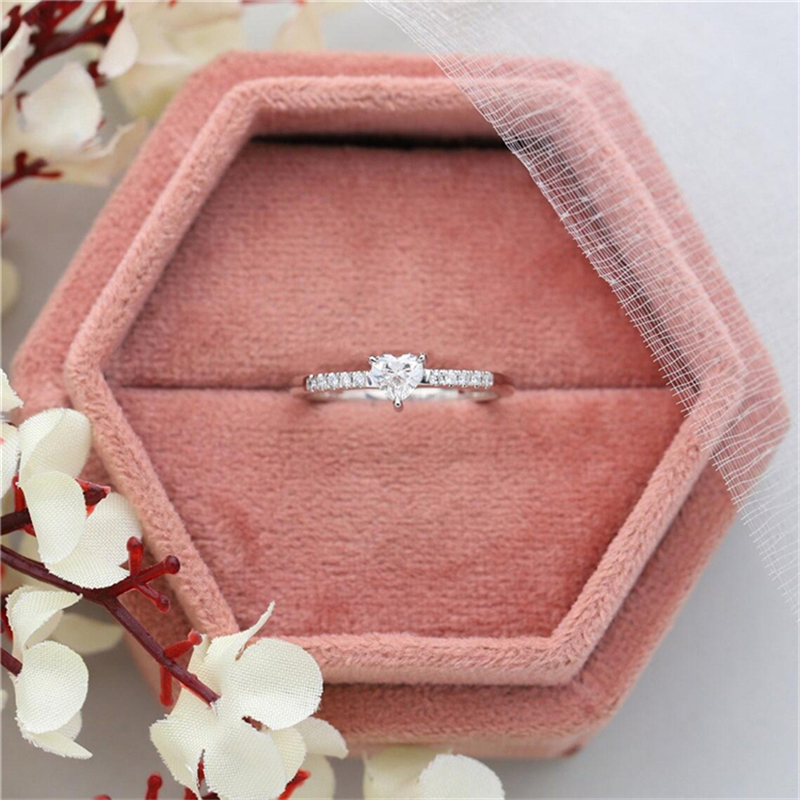 Jewelry 0.5 Carat Heart Cut Lab Grow Diamond Half Band Engagement Ring For Women Real Gold Anniversary Womens Gold Ring