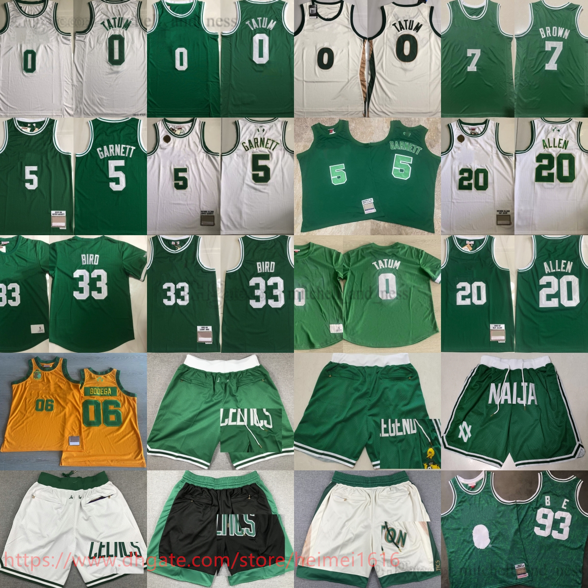 MitchellandNess 2007-08 Authentic Embroidery Throwback Basketball 5 Kevin Garnett Jersey Tatum Brown Classic Retro Larry Bird Real Stitched Ray Allen Jerseys