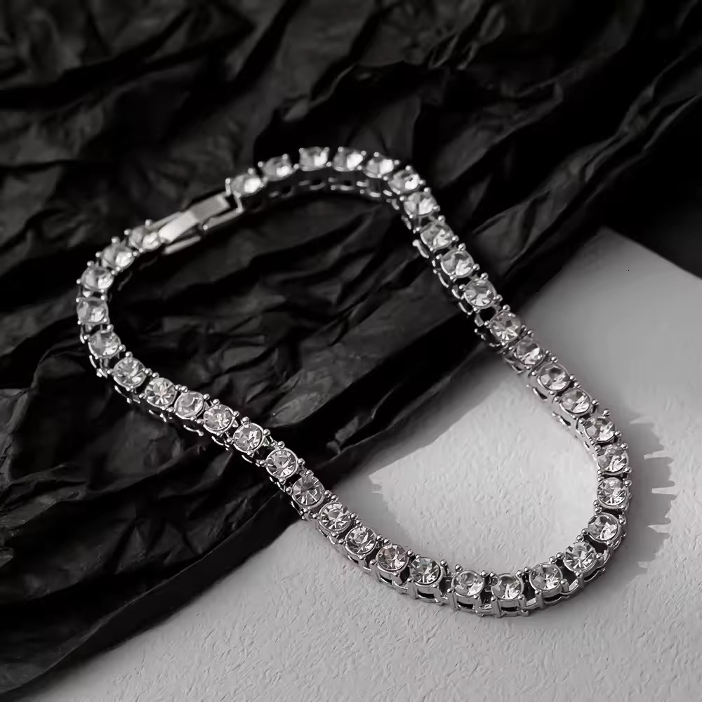 Customizable Tennis Chains Jewelry Charm Alloy CZ Cubic Zirconia Tennis Bracelet Ice Out Link Bracelet