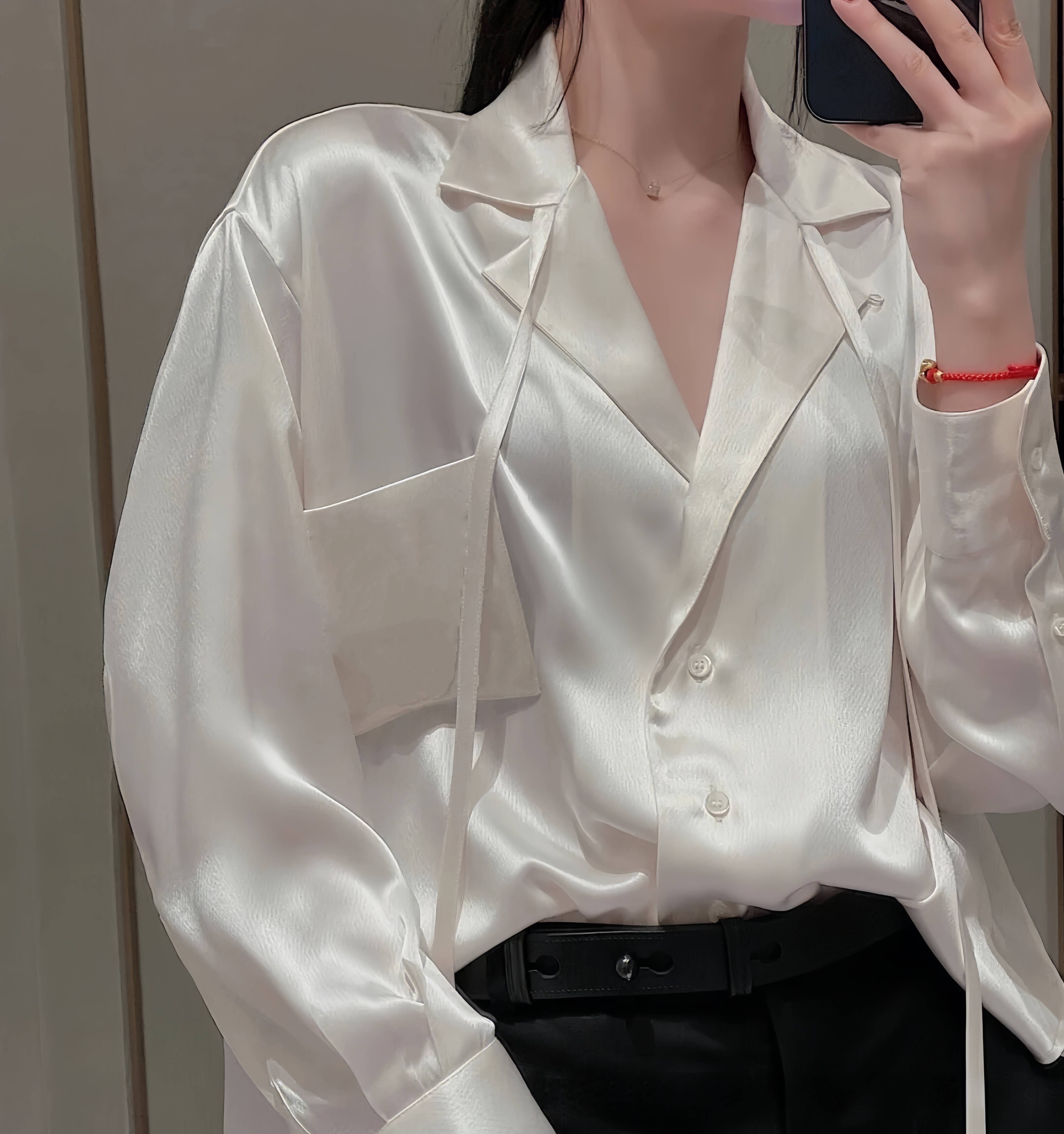 Designer Womens loose Blouses Long Shirts satin Classic Summer New paris T-Shirt Casual Long Sleeve Tops Femme Pocket Letter Embroidery