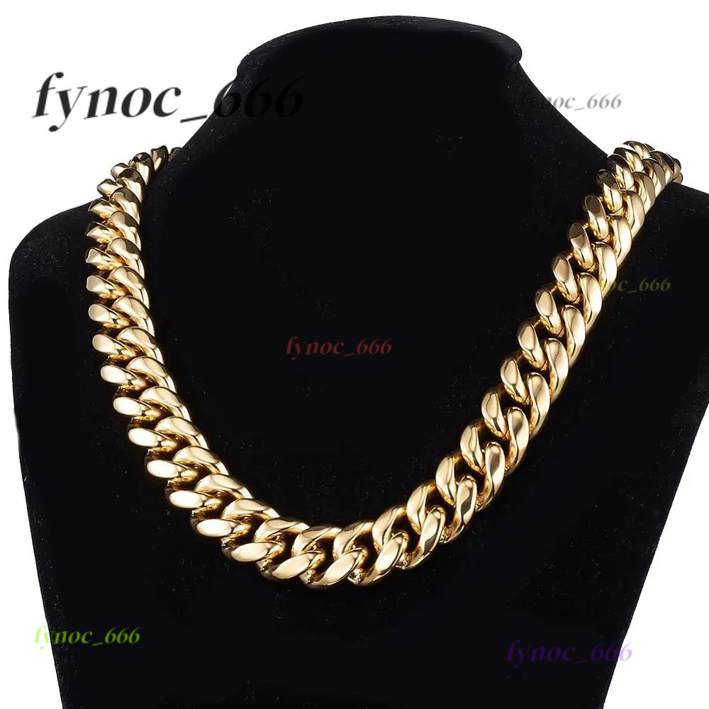 7 - 40 316L Stainless Steel Cuban Miami Chains Necklaces Heavy Gold Color Link for Men Hip Hop Rock Jewelry