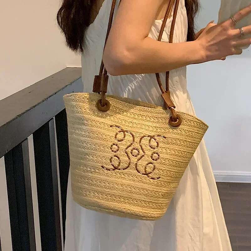 Summer New Vacation Woven Straw Bag, High Quality Seaside For Women, Women's Beach Bags Bucket Bag