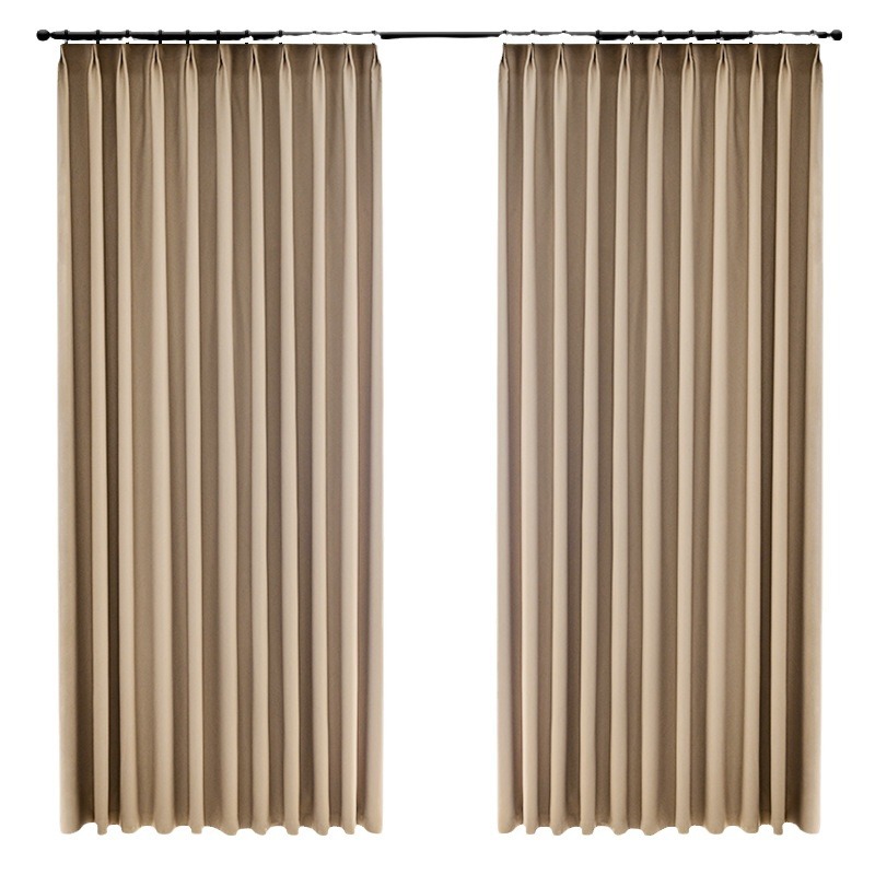 T0369 Hotel engineering double-sided imitation cotton and linen blackout curtain fabric living room bedroom curtain finished product custom wholesale
