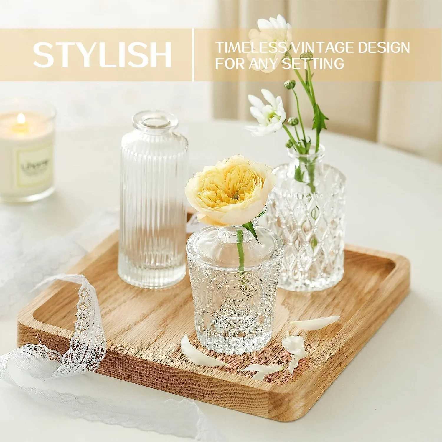Glass Bud Vase Set of 32PCS Wedding Centerpieces for TablesMini Clear Bud Vases for FlowersFlower Vases Suitable(Clear 32PCS) X250317