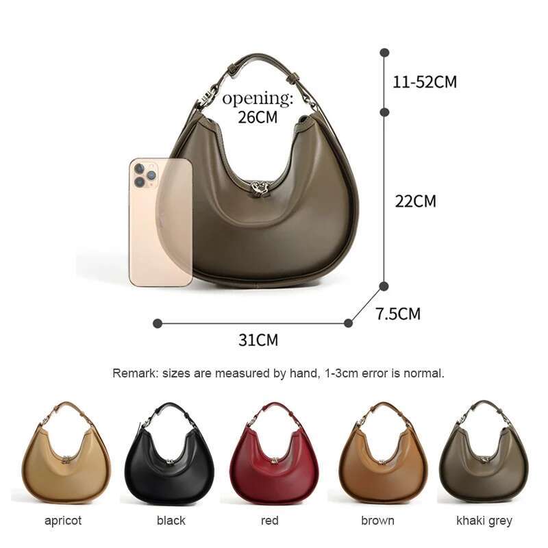 2024 New Women Soft Split Leather Female Fashion Pouch Lady Minimalist Underarm Shoulder Bag Niche Design Elegant Messenger