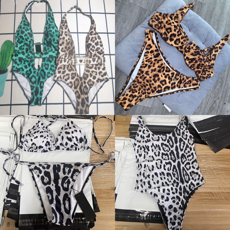 Sexy Halter Swimwear Women One Piece Swimsuit Designer Backless Bikini Fashion Leopard Print Swimwear