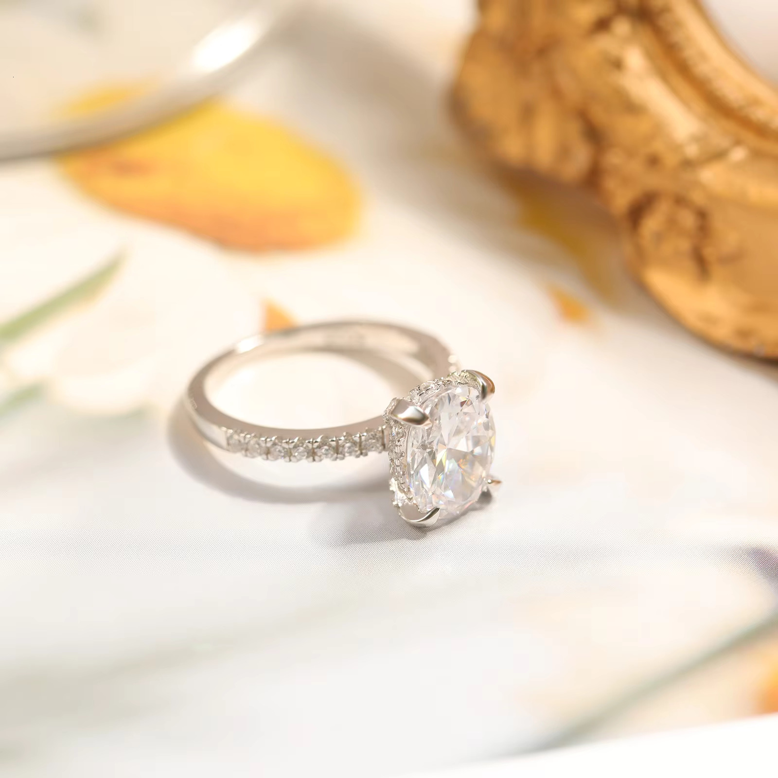 OAHLAN 3CT 925 Sterling Silver Engagement Rings Oval Cut Cubic Zirconia Promise Rings Wedding Bands for Women