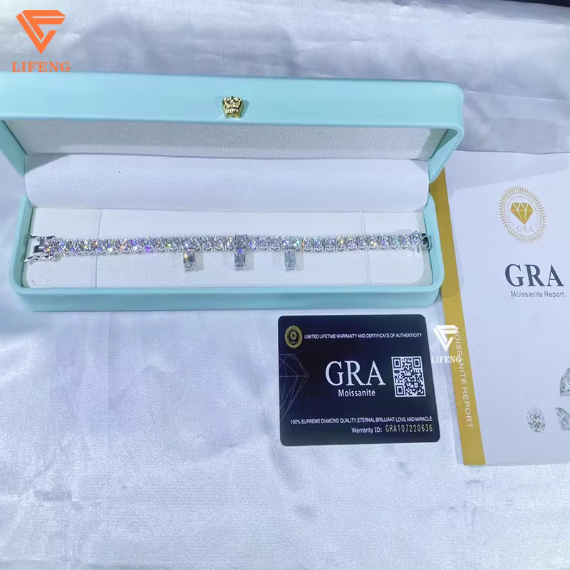Wholesale 925 Sterling Silver Hip Hop Tennis Bracelet Necklace Set 5mm White Yellow Rose Gold Diamond Moissanite Gold Plated