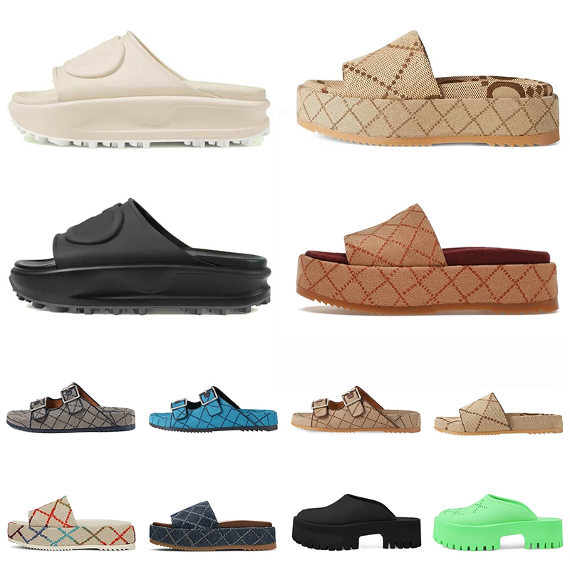 Sandals Famous Designer Women Slippers Summer Men Shoes Shaped Multicolor Flora Slides Molded footbed in black Tonal rubber sole featuring embossed