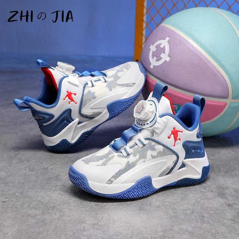 New Arrival Durable basketball shoes with childrens rotating buckle boys mesh breathable sports shoes students fashion trend matching football uniform