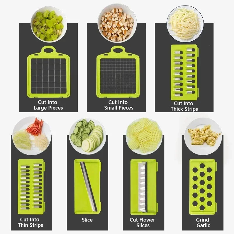 14/16 in 1 Multifunctional Kitchen Artifact Vegetable Cutter Dicer Shredder Grater Slicer Household Kitchen Supplies 250314
