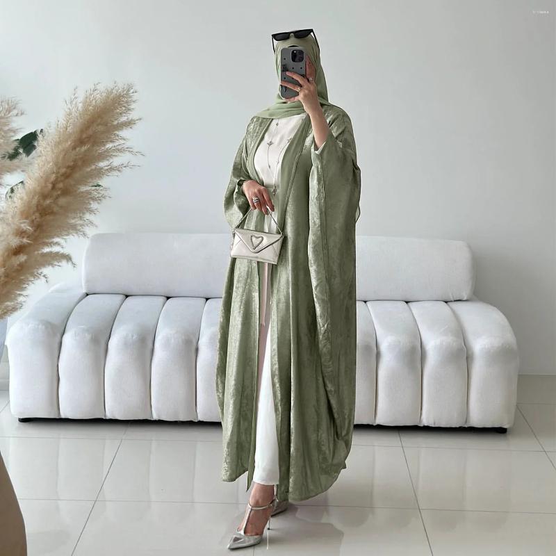 Ethnic Clothing Fashion Elegant Dubai Turkish Abaya 2 Piece Set Muslim's Women Inner Under Dress Abayas Open Front Cardigan Suit 796