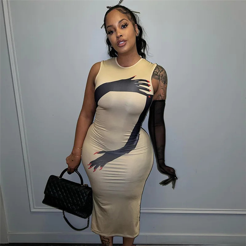 Summer top womens personalized fashion dress spice girl slim niche sense sleeveless long dress vintage harajuku clothes 250317