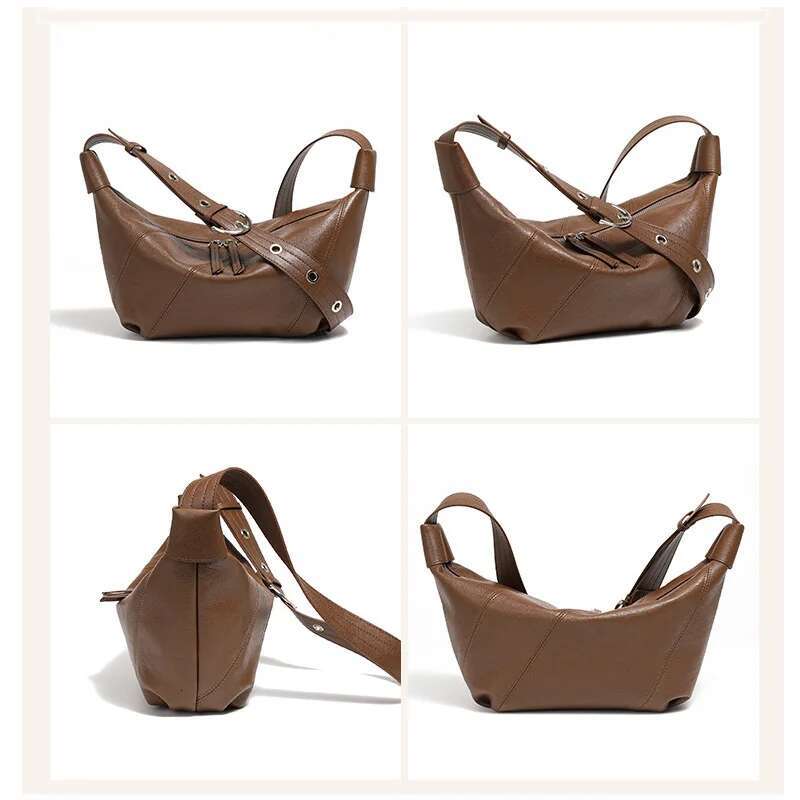 Famicare 2025 Genuine Leather Crossbody For Women Simple Dumpg Style Fashion Shoulder Bag Hobos Messenger Handbag