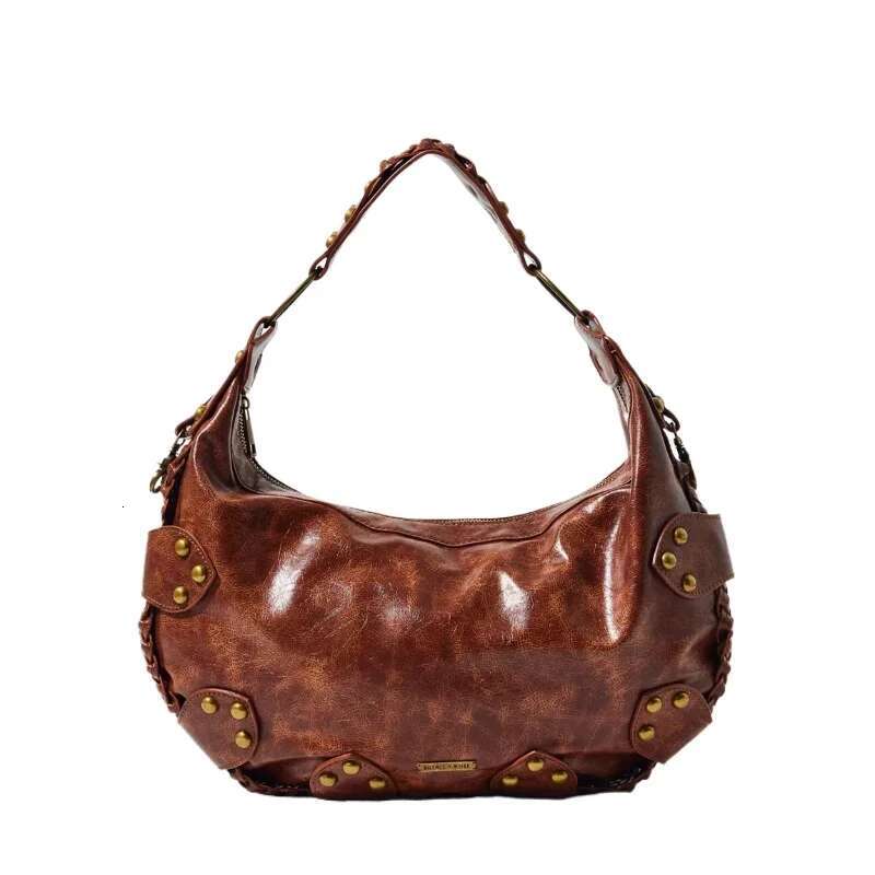 Ral Studded Hobo High Quality E Faux Leather Boho Moto Styg Shoulder Bag Women Original Brands Designer Female Bags