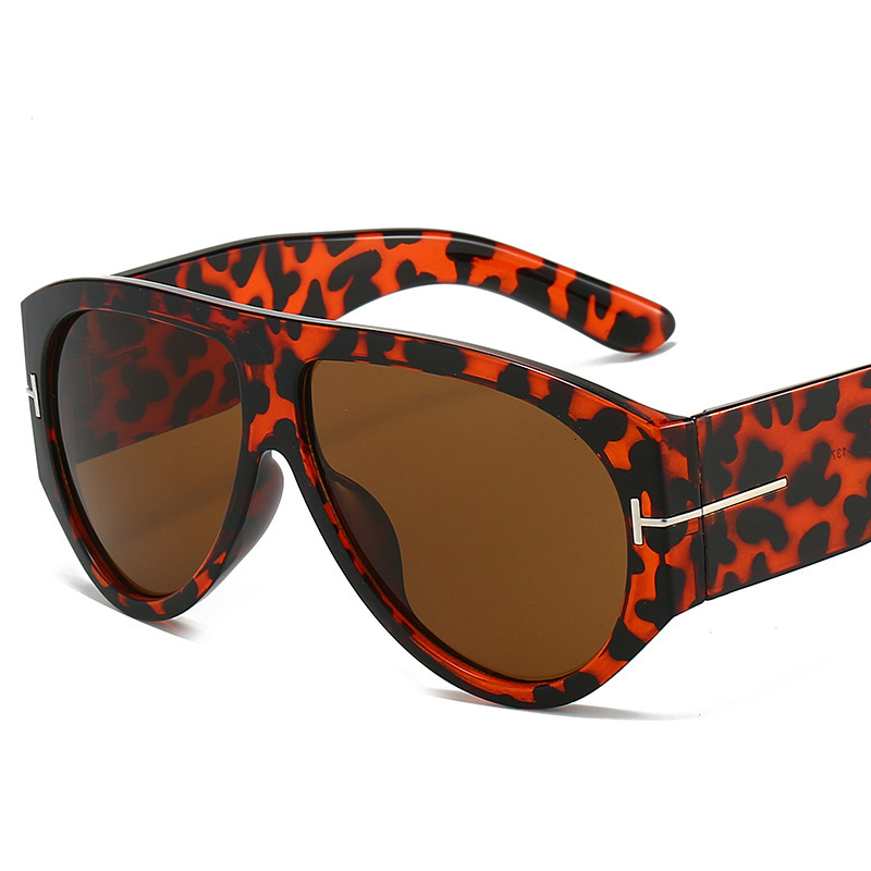 Large T-Shaped Nail Toad Mirror Thick Frame Men's Pilot Ins Fashionable Trendy Sunglasses Women