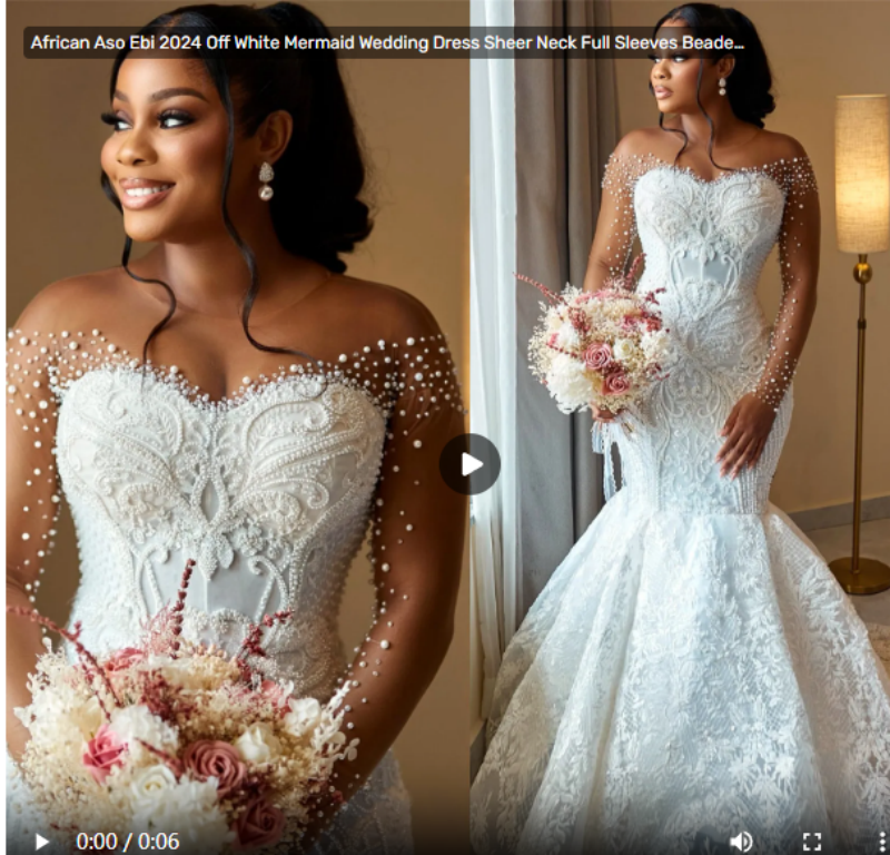 2025 Heavy Pearls Mermaid Wedding Dresses Sweetheart Long Sleeve Bride Gown Special Ocn Gowns Customized