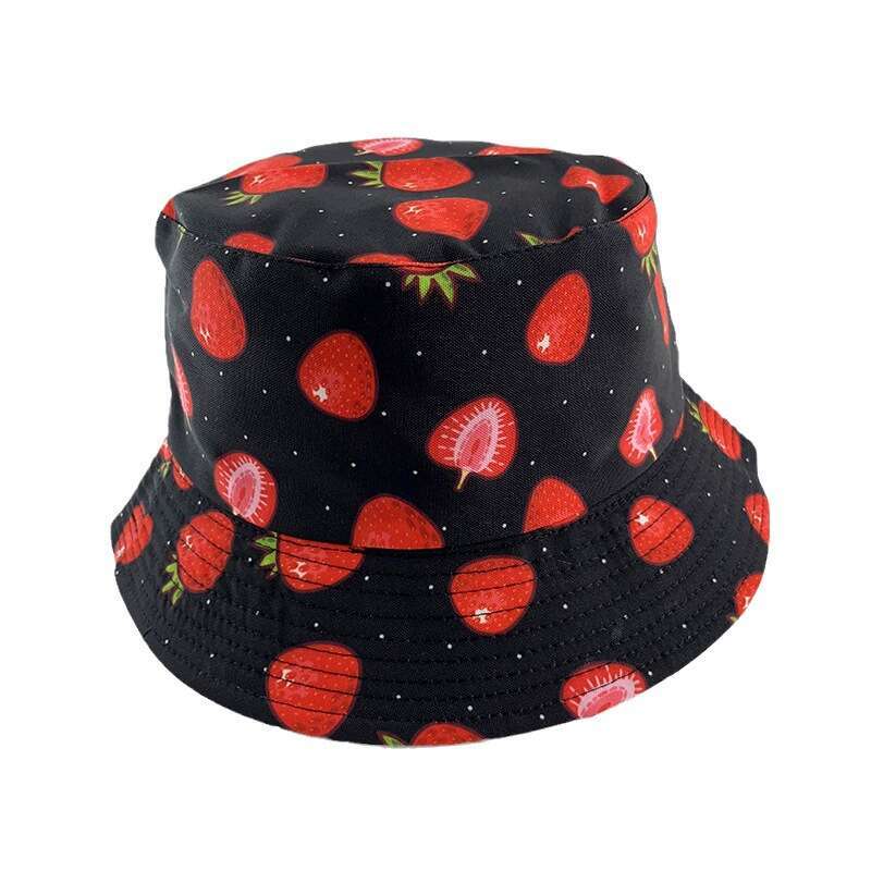 New Creative Printed Fruit Pattern Fisherman's for Women's Summer Outdoor Leisure Sunshade Double sided Can Wear Basin Hat