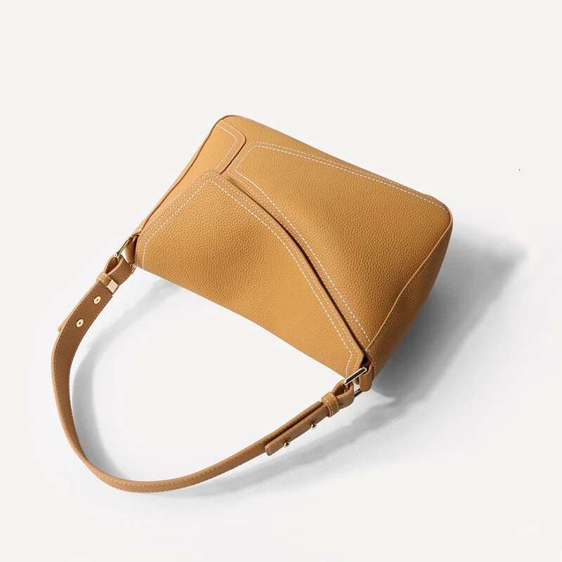 2023 New Women Soft Cowhide Real Leather Flap Underarm Shoulder Bag Lady Fashion Geometry Design Crossbody Messenger Handbag