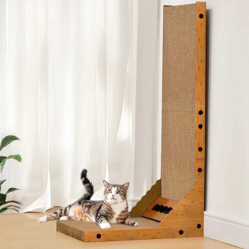 Vertical Cat Scratching Post with High-Quality Corrugated Cardboard for Durable Use