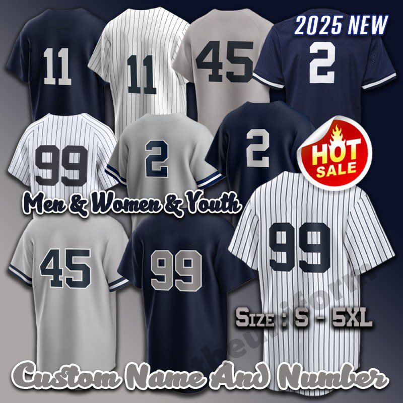2025 New 99 Aaron Judge Baseball Jerseys Custom Stitched Men Women Youth Derek Jeter Anthony Volpe Gerrit Cole Jersey Size S-5XL