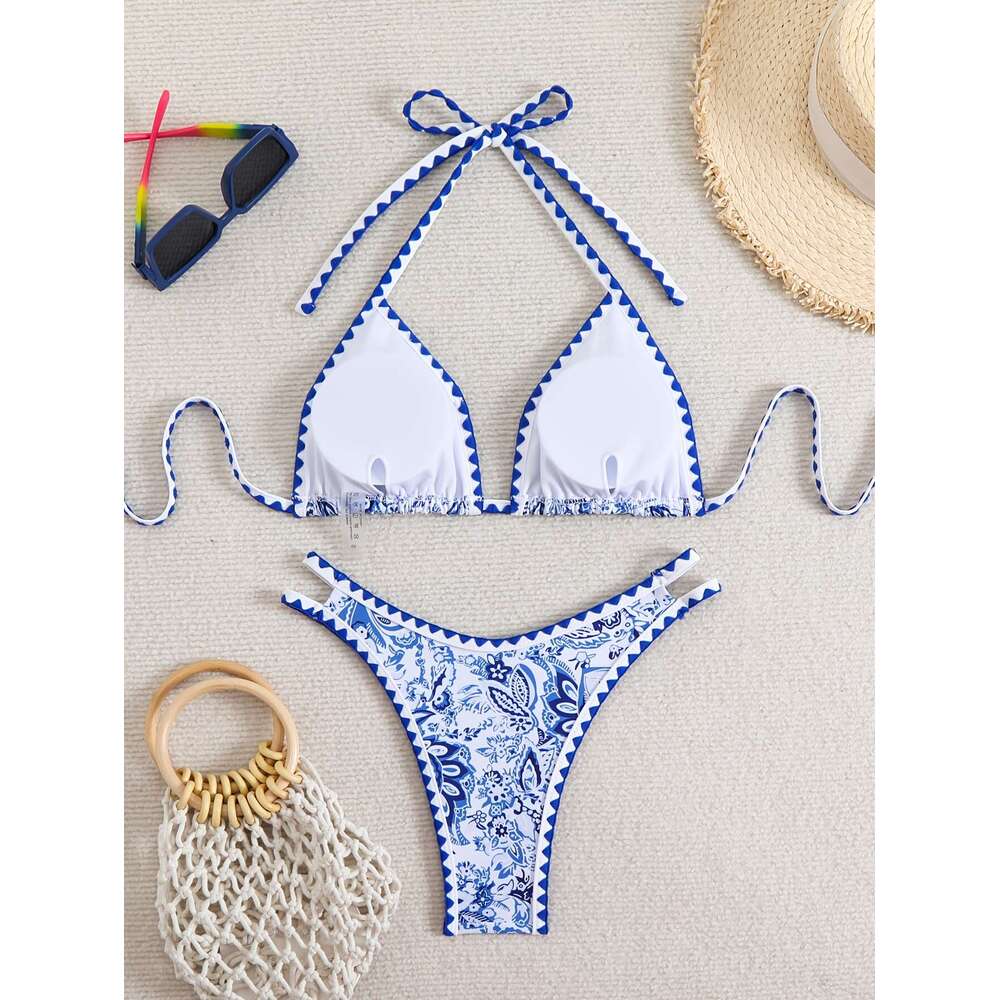 Ethnic Style Broken Grass Pattern Bikini