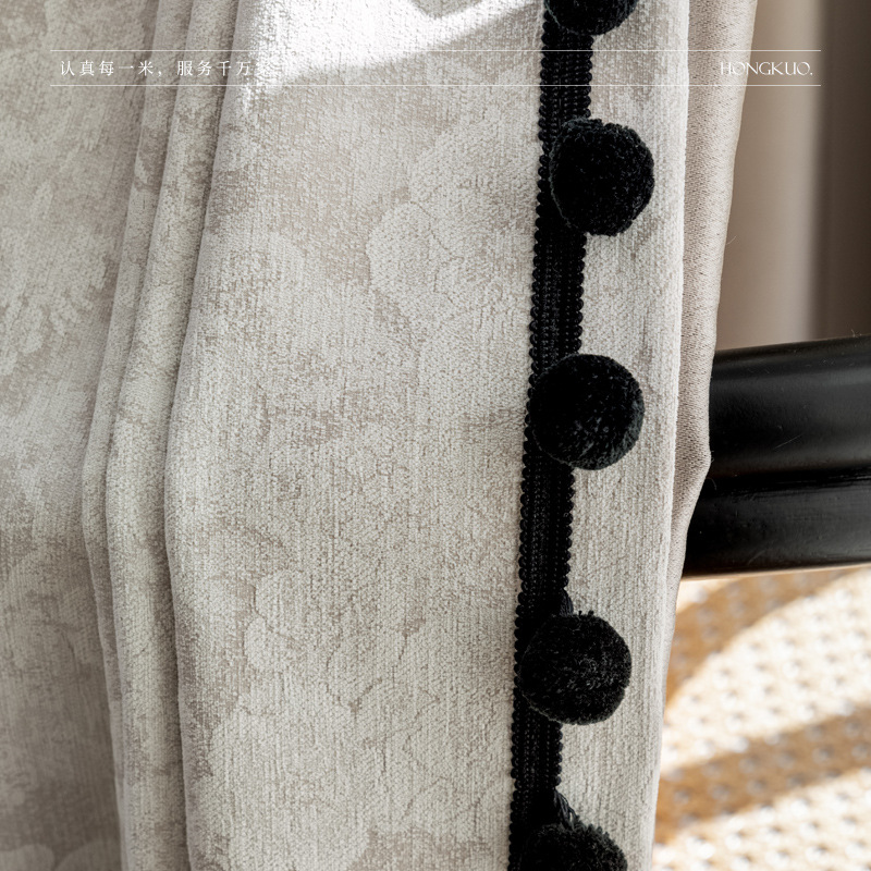 B315 Vintage style curtain, thermal insulation grommet top curtains for bedroom and living room, noise reduction and light blocking, home decoration