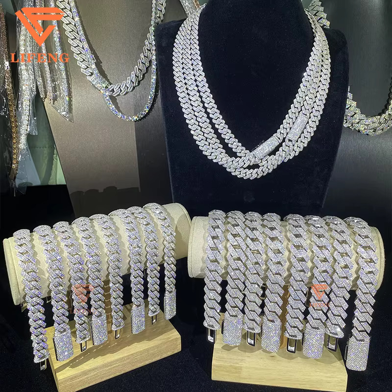 Manufacturer Wholesale High Quality 925 Silver Hip Hop Jewelry Custom 10-20mm Cuban Link Chain White Gold Plated Fine Bracelet