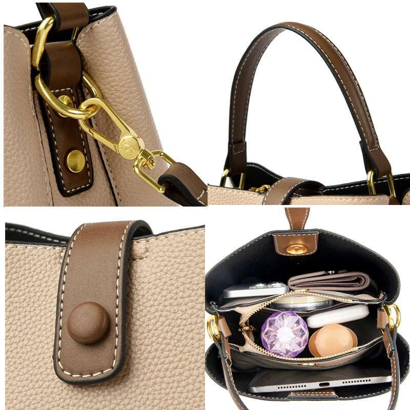 Genuine Brand Leather Tote And Purses Designer Shoulder Crossbody Handbags Sac Woman Casual Bucket Messenger Bags New