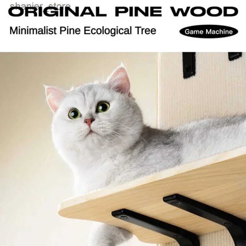 Wooden Cat Climbing Frame with 4 Layers - Vertical Tower Shelf for Cats - view 5