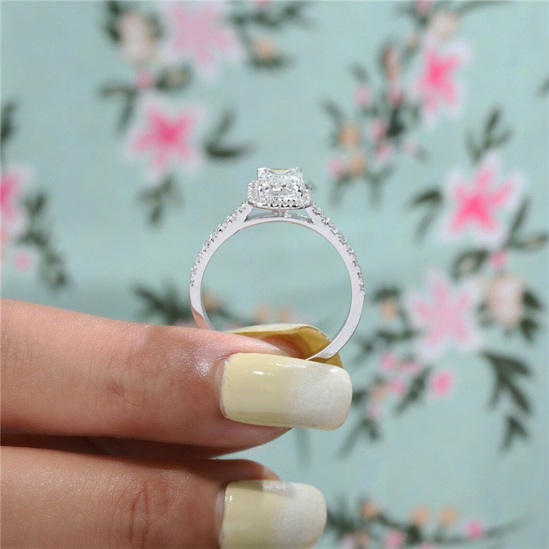 Jewelry IGI Certified 1.0 Carat Emerald Cut Lab Diamond Solid Gold Engagement Ring 18K Real Gold Halo Wedding Ring For Women