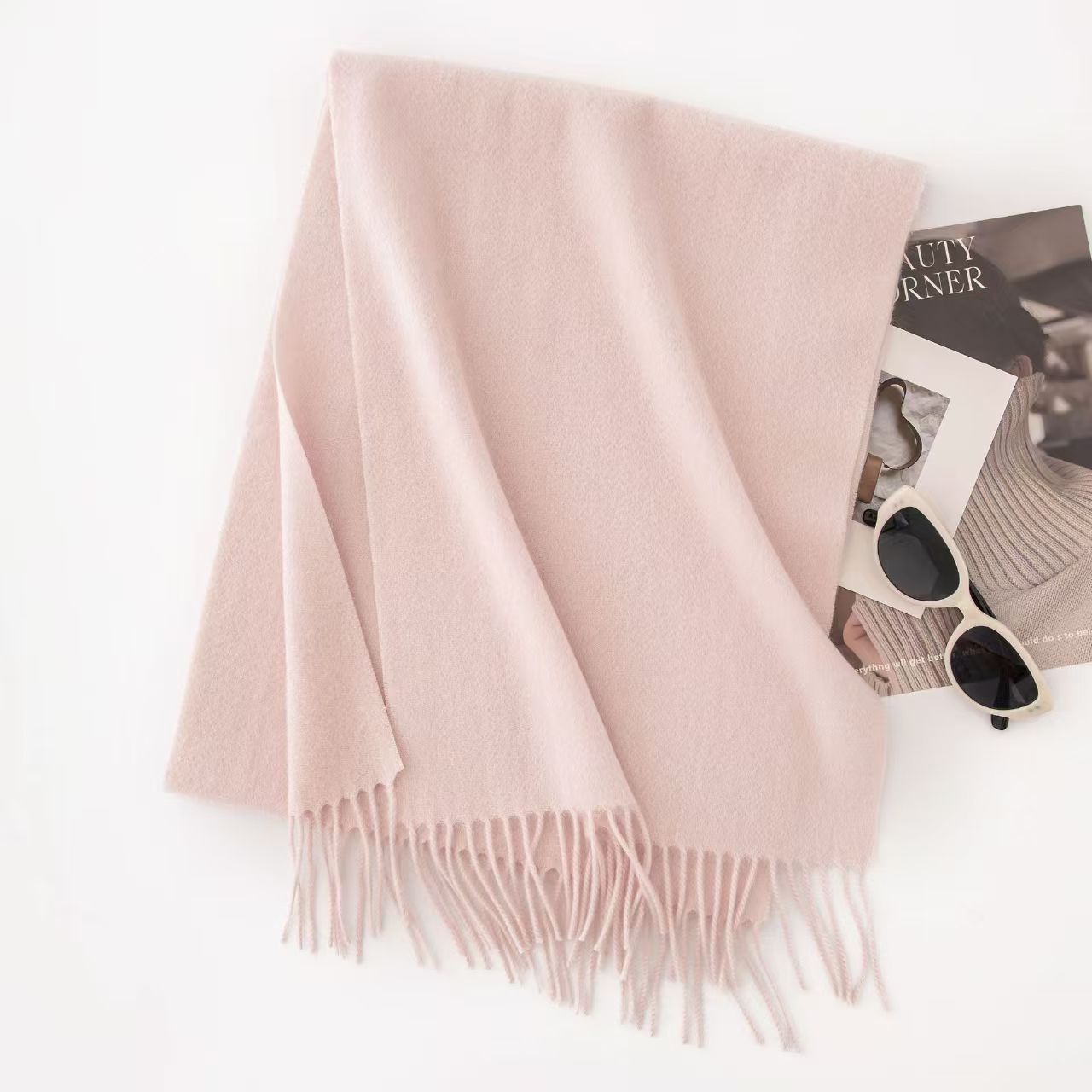 K154 100% cashmere scarf new autumn and winter high-end men and women all-match thick warm neck scarf dual-purpose shawl