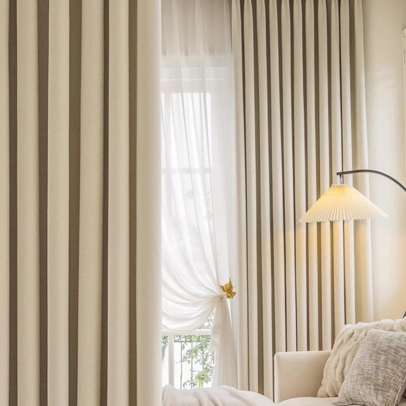 D273 herringbone pattern chenille thickened blackout curtain matcha green bedroom new style simple living room bay window