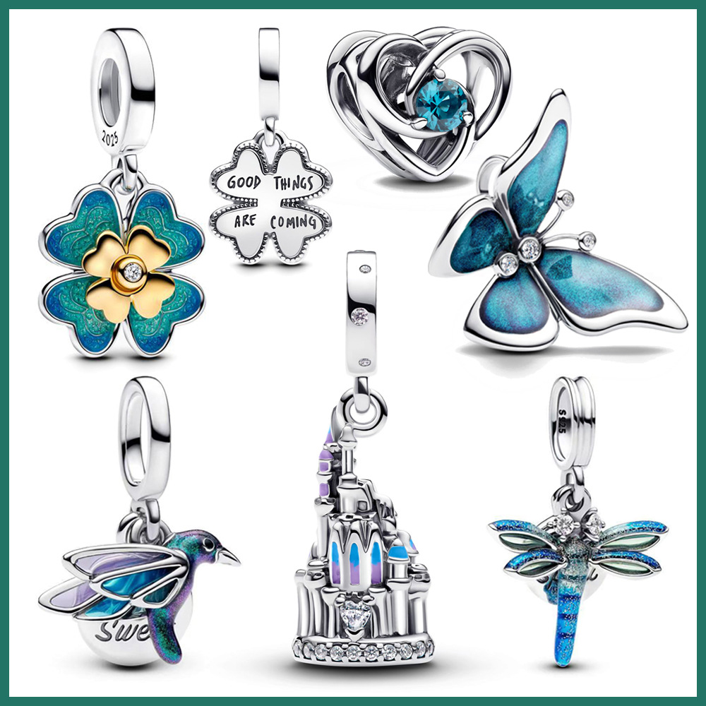 925 Sterling Silver Winter 2025 Spring Series Four-leaf Clover Butterfly Dragonfly Spring Bird Charm Beads Suitable for Women Jewelry Bracelet Fashion Accessories