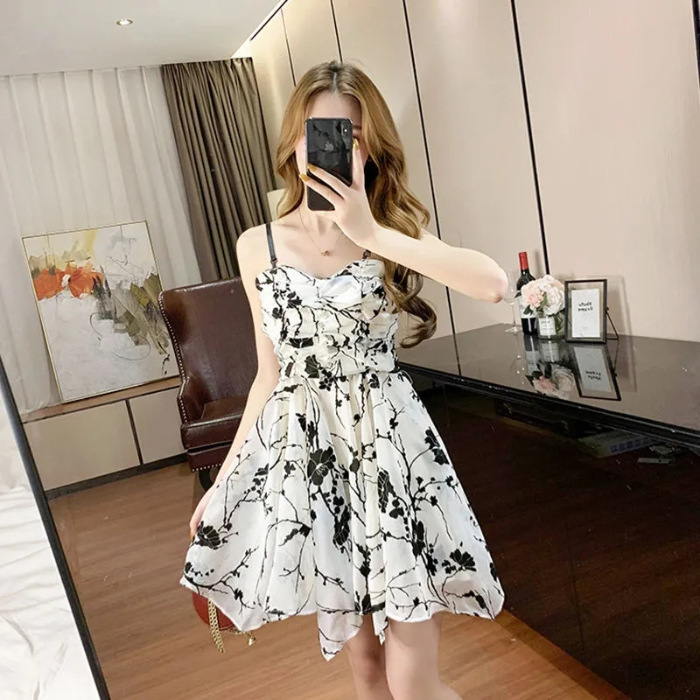 D200 Women's French gentle style irregular skirt waist slim short skirt