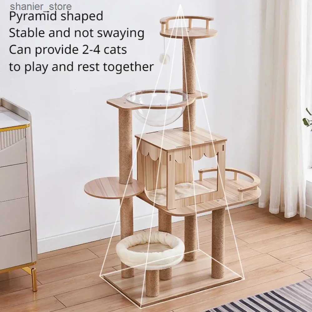 Cat Floor-to-Ceiling Multi layer cat tree with cat nest wear-resistant cat scraper space capsule large cat tower cat play cat tree house