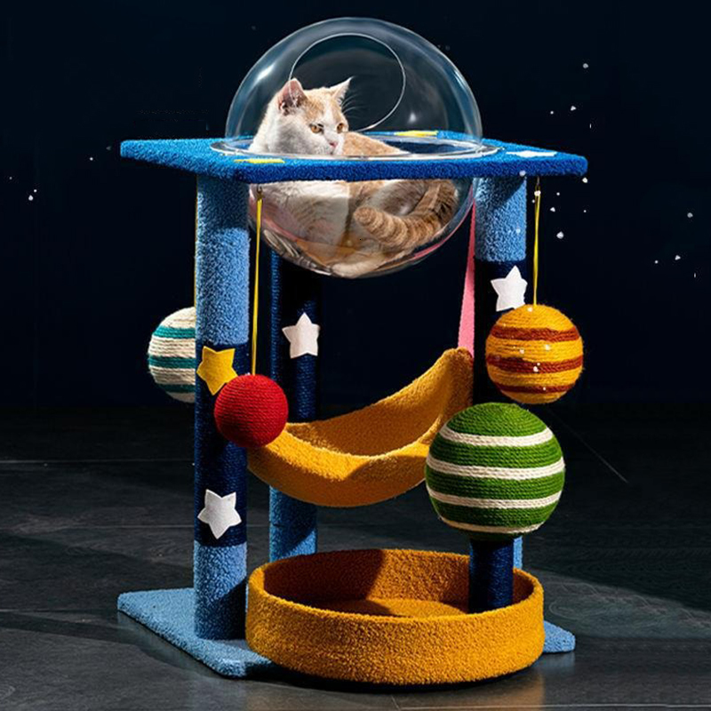 Stylish and trendy multi-level cat tree with scratching posts, condos and perches. It is scratch-resistant and suitable for all pets. - view 3