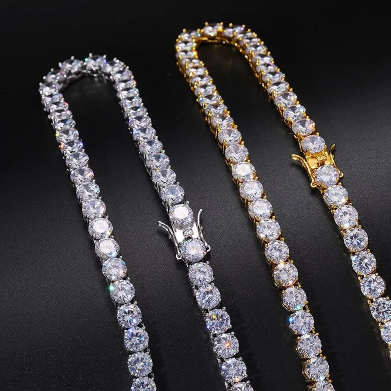 Elisa High Quality 3MM Moissanite Tennis Necklace Pass Diamond Tester Iced Out Vvs Diamond Gold Plated 925 Silver