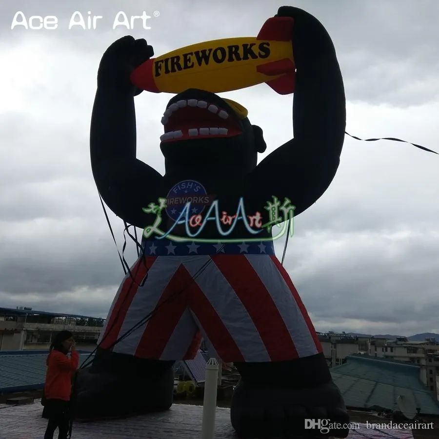 12m height (40ft) with blower Inflatable Fireworks Rocket King Kong Fire Arrow Free Giant Pop-up Gorilla Firework Model For Promotion