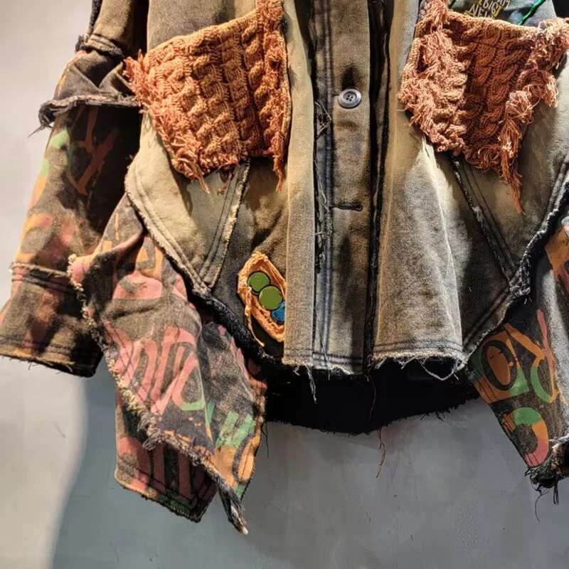 DEAT 2024 Autumn New Trendy Loose Design Worn Thickened Warm Denim Coat For Women Fashion Casual Splicing Jacket Female 11A01292