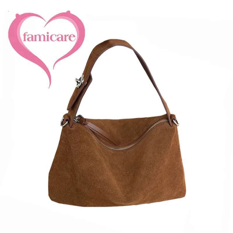 Wholesale Women Suede Female Retro Frosted Cowhide Split Leather Armpit Shoulder Bag Lady Handbag Trendy Crossbody Messenger